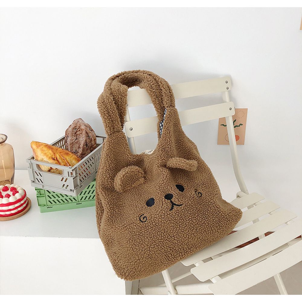 Túi tote bằng vải bông mềm sức chứa lớn họa tiết gấu đáng yêu nhiều màu sắc thời trang mùa đông cho nữ