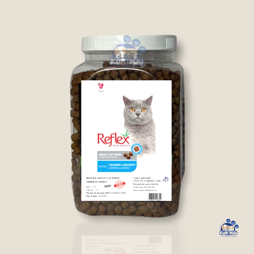 Thức ăn đóng hộp cao cấp Reflex dành cho mèo lớn Salmon &amp; Anchovy (Cá hồi+Cá cơm)-0.5kg