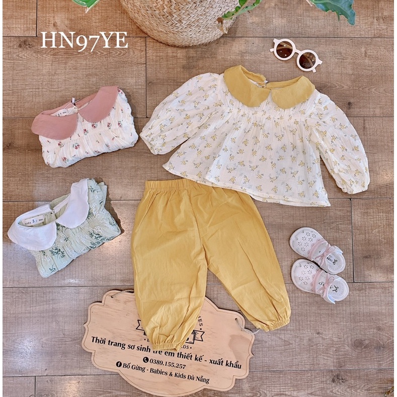 Bộ dài tay xô sợi tre hoa nhí