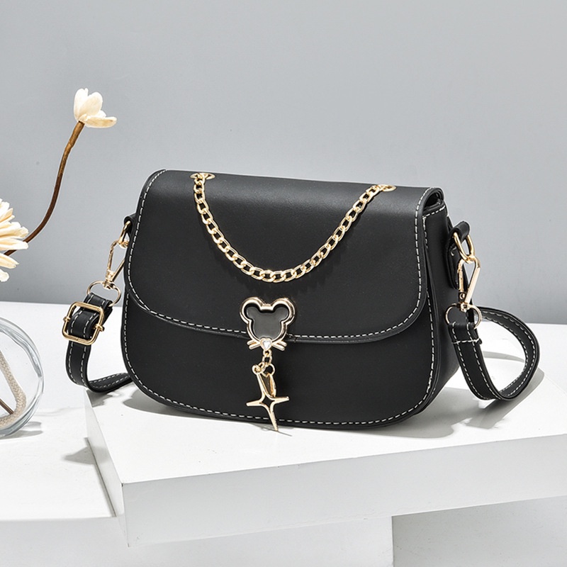 Túi Đeo Vai Hình Tròn Cỡ Nhỏ Màu Sắc Tương Phản Thiết Kế Đơn Giản Thời Trang Cho Nữ