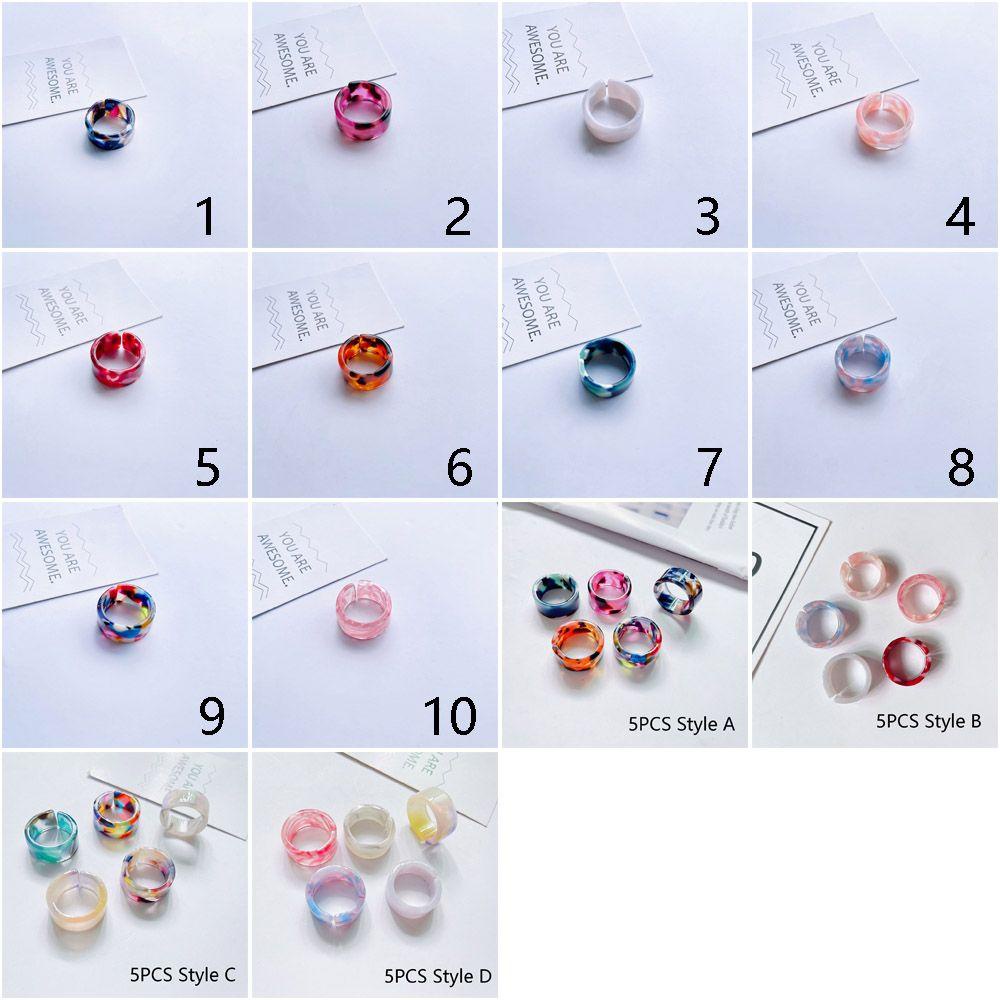 Set 1 / 5 Nhẫn Acetate Phong Cách Cổ Điển Thời Trang Cho Nam Và Nữ