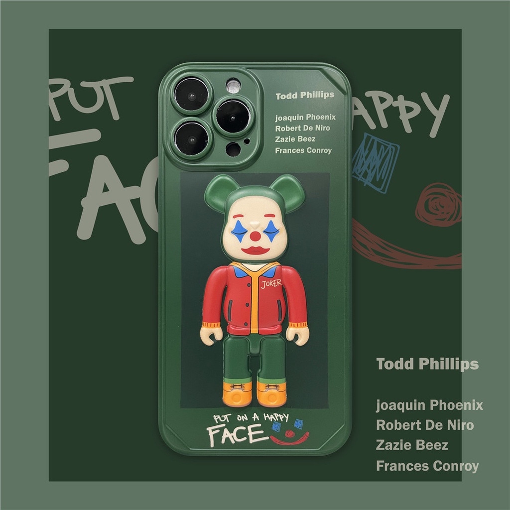 Ốp điện thoại nhựa cứng họa tiết gấu joker 3d thích hợp cho iphone13 12 mini 11 pro max 6/6s 7/8plus se2 x/xs xr