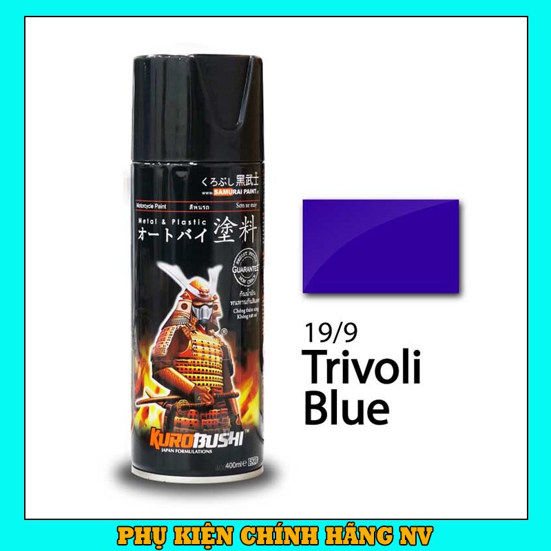 Sơn Samurai màu xanh trivoli 19/9 chính hãng, sơn xịt dàn áo xe máy chịu nhiệt, chống nứt nẻ, kháng xăng