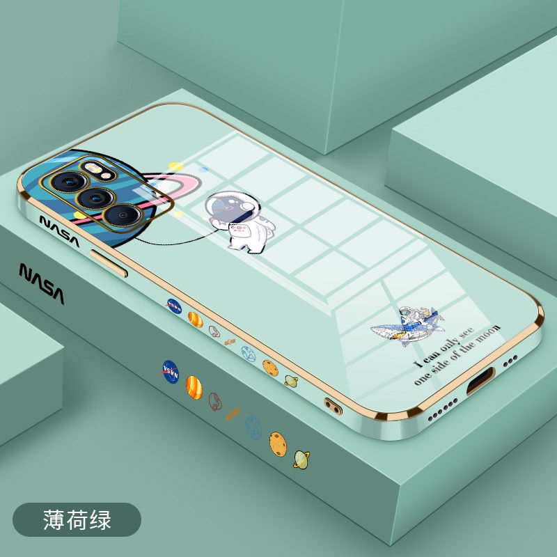 Ốp Điện Thoại Mềm Mạ Điện Họa Tiết Cá Mập/Phi Hành Gia Cho oppo RENO 6 6PRO RENO 6Z RENO7 RENO 7PRO