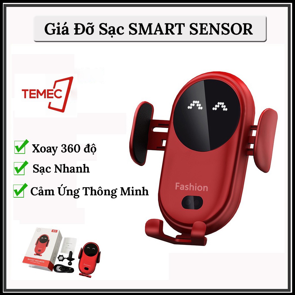 Giá Đỡ Điện Thoại Sạc Không Dây Ô Tô SMART SENSSOR S11 Cảm Biến Tự Đóng MởThông Minh Thế Hệ Mới