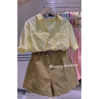 Áo sơ mi vàng pastel Hàn Quốc