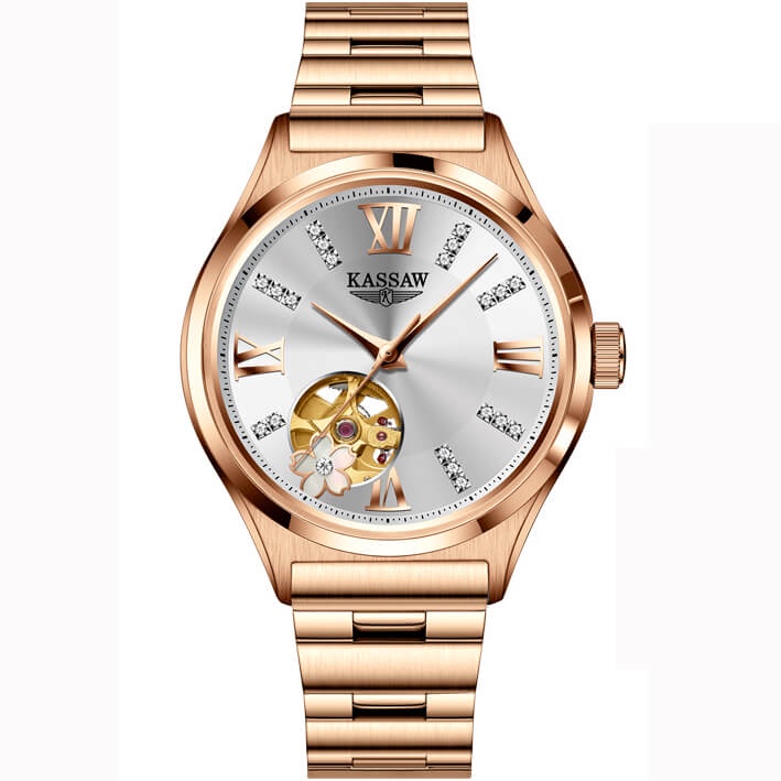 Đồng hồ nữ chính hãng KASSAW K990-7 Kính sapphire ,chống xước,Chống nước ,BH 24 tháng,Máy cơ (Automatic) ,dây kim loại