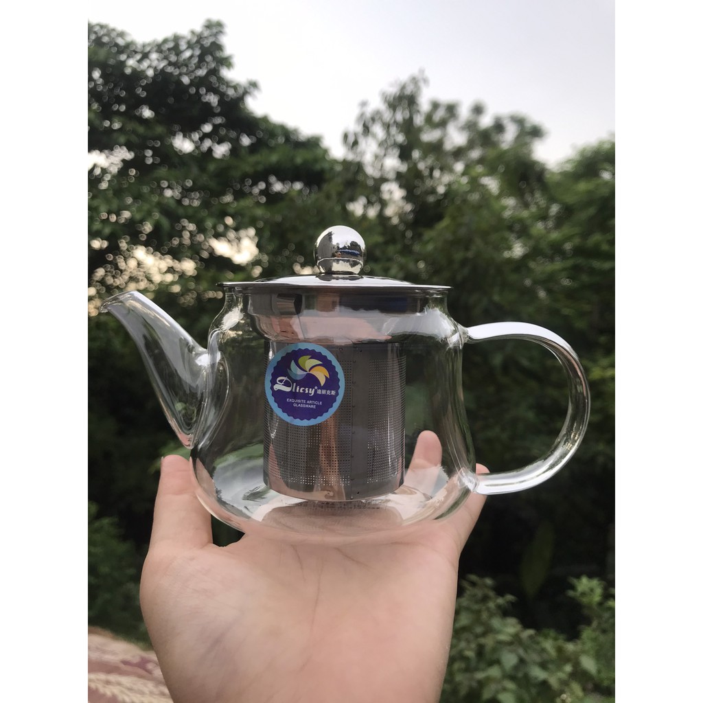 Ấm pha trà thủy tinh chịu nhiệt - Có lõi lọc