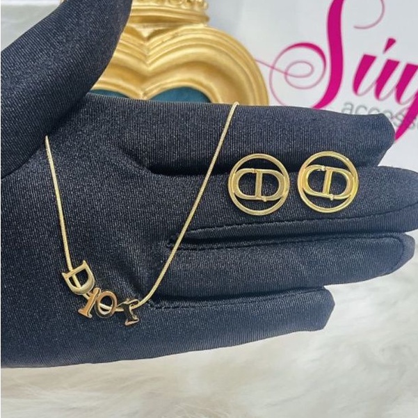 SET VÒNG CỔ TITAN & BÔNG TAI DI.OR TRƠN