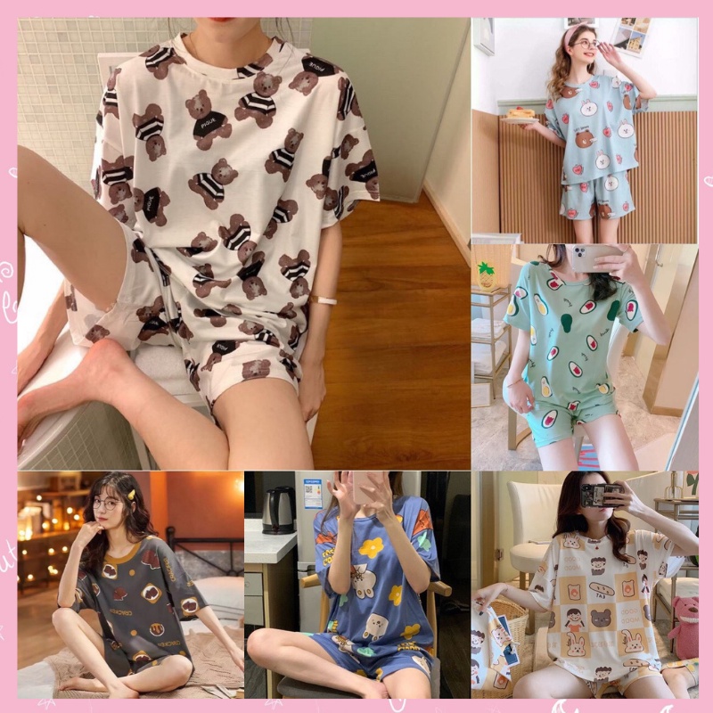 Bộ đồ ngủ nữ pijama dễ thương, đồ ngủ nữ cotton mặc nhà sau sinh dễ thương