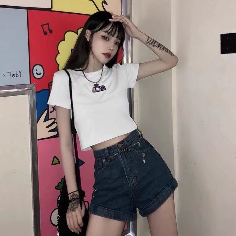 AMOI Áo Thun Croptop Tay Ngắn Thời Trang Dành Cho Nữ 2022