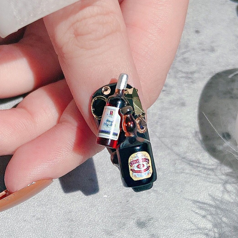 Nhãn Dán Trang Trí Móng Nghệ Thuật Mini Hình Chai Rượu Đính Kim Cương Lấp Lánh DIY