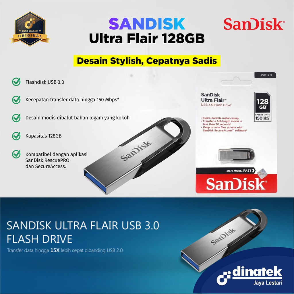 Usb 3.0 Sandisk 128gb Cz73 Ultra Flair