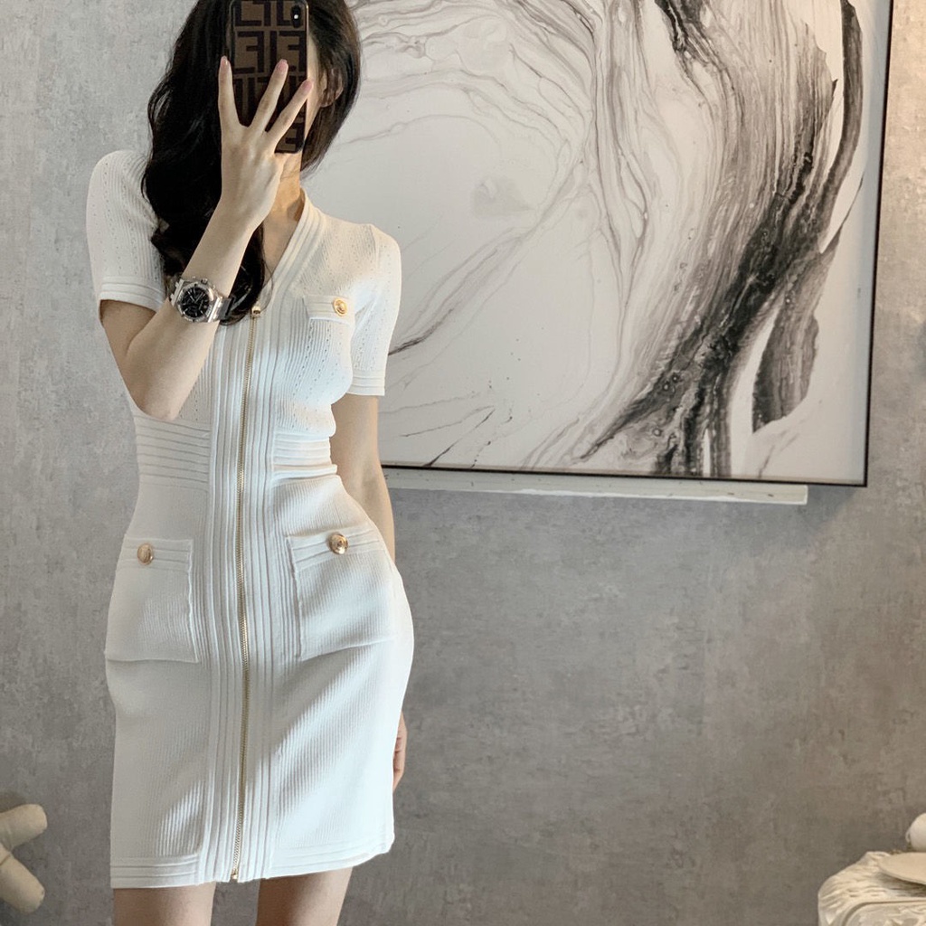 Đầm Dệt Kim Dáng Ôm Chiết Eo Phong Cách Retro Pháp Thời Trang Mùa Hè Hàng Mới Dành Cho Bạn Nữ 2021