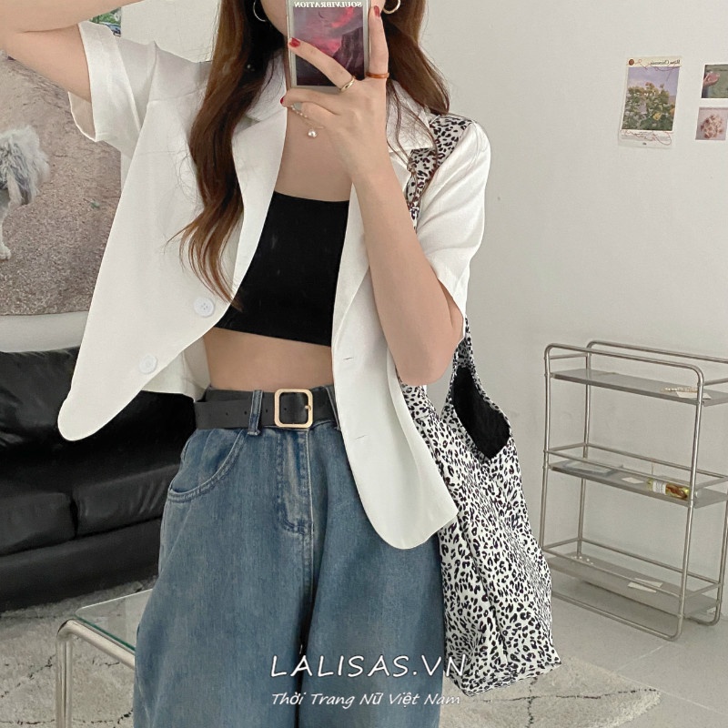 Áo Khoác Vest Tay Ngắn Dáng Rộng Phong Cách Thời Trang Hàn Quốc | BigBuy360 - bigbuy360.vn