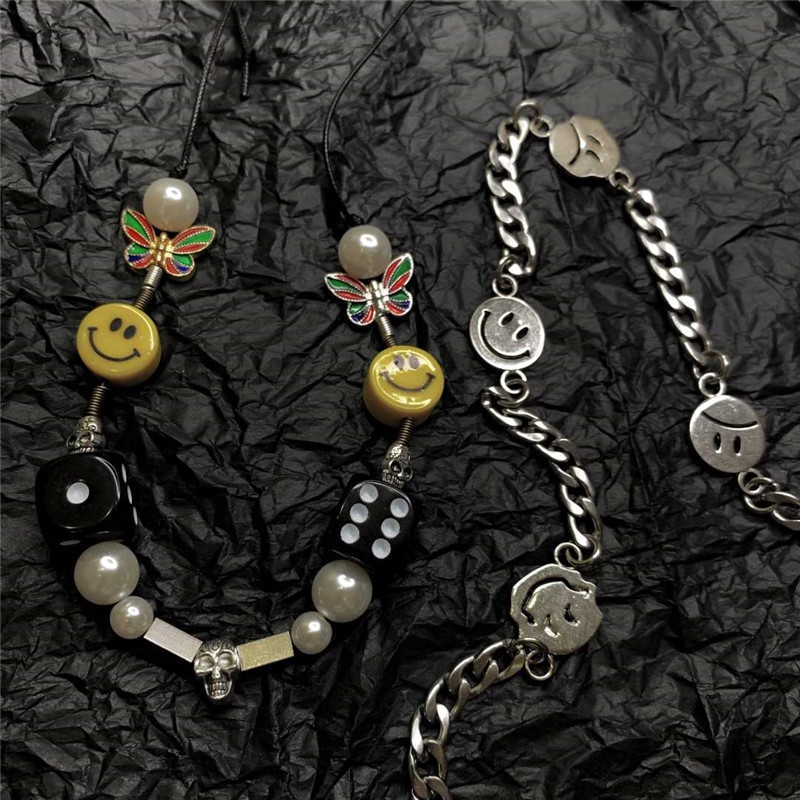 Dây Chuyền Mặt Hình Xúc Xắc Và Mặt Cười Phong Cách Hip Hop Thời Trang Hàn Quốc