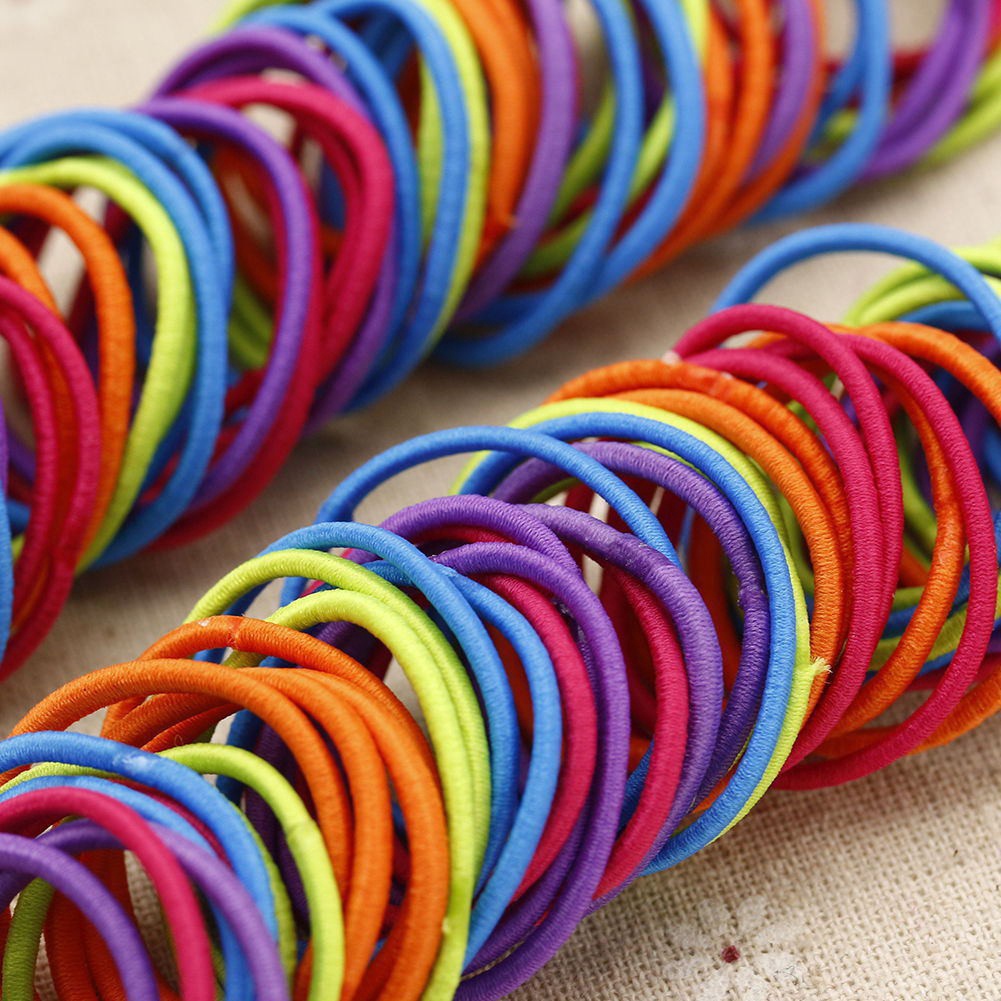 Bộ 50 Dây Buộc Tóc Cao Su Nylon Co Giãn Màu Kẹo Ngọt Dành Cho Nữ