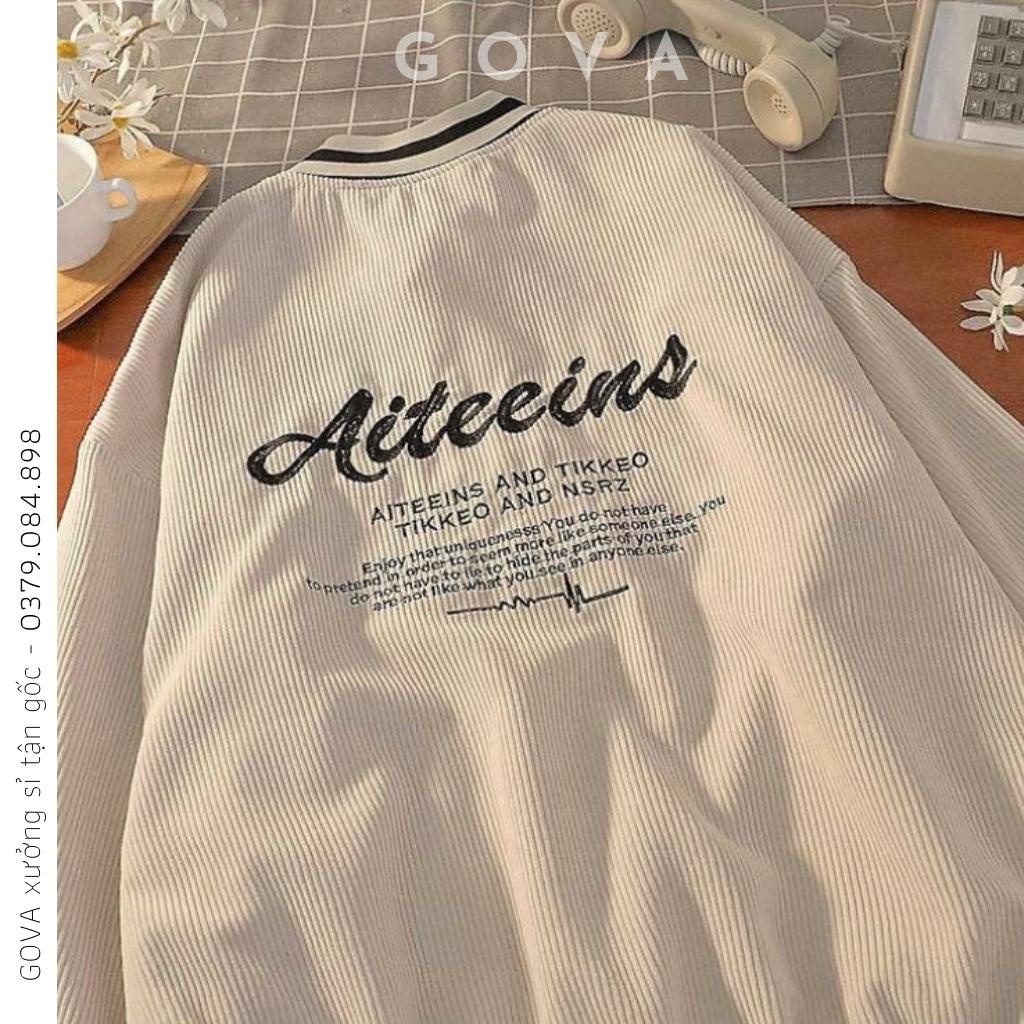 Áo Bomber Nhung Gân TIKKEO form rộng ulzzang áo khoác Nhung nam nữ cực đẹp GOVA