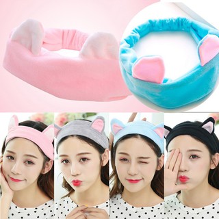 Băng đô thiết kế tai mèo mềm mại dùng buộc tóc rửa mặt tiện dụng