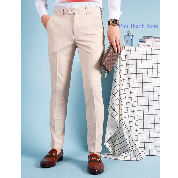 Quần âu nam vải trượt không nhăn màu kem | BigBuy360 - bigbuy360.vn