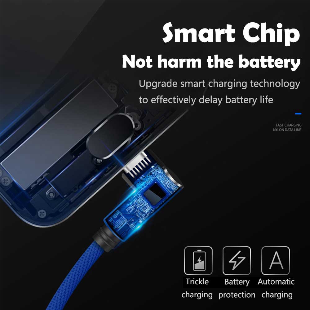 Cáp sạc góc chữ L 90 độ Micro USB Type C hỗ trợ sạc nhanh cho điện thoại