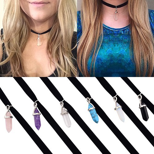 Vòng đeo sát cổ mặt đá nhân tạo thời trang cá tính cho nữ