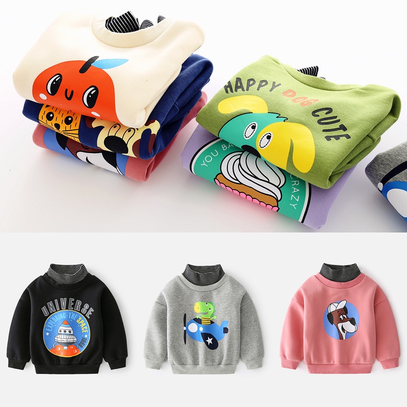 Áo nỉ cổ lọ loại dày lót nhung cho bé hãng WAPYPY shop Sukun Áo nỉ lót lông cho bé trai bé gái Kun kids
