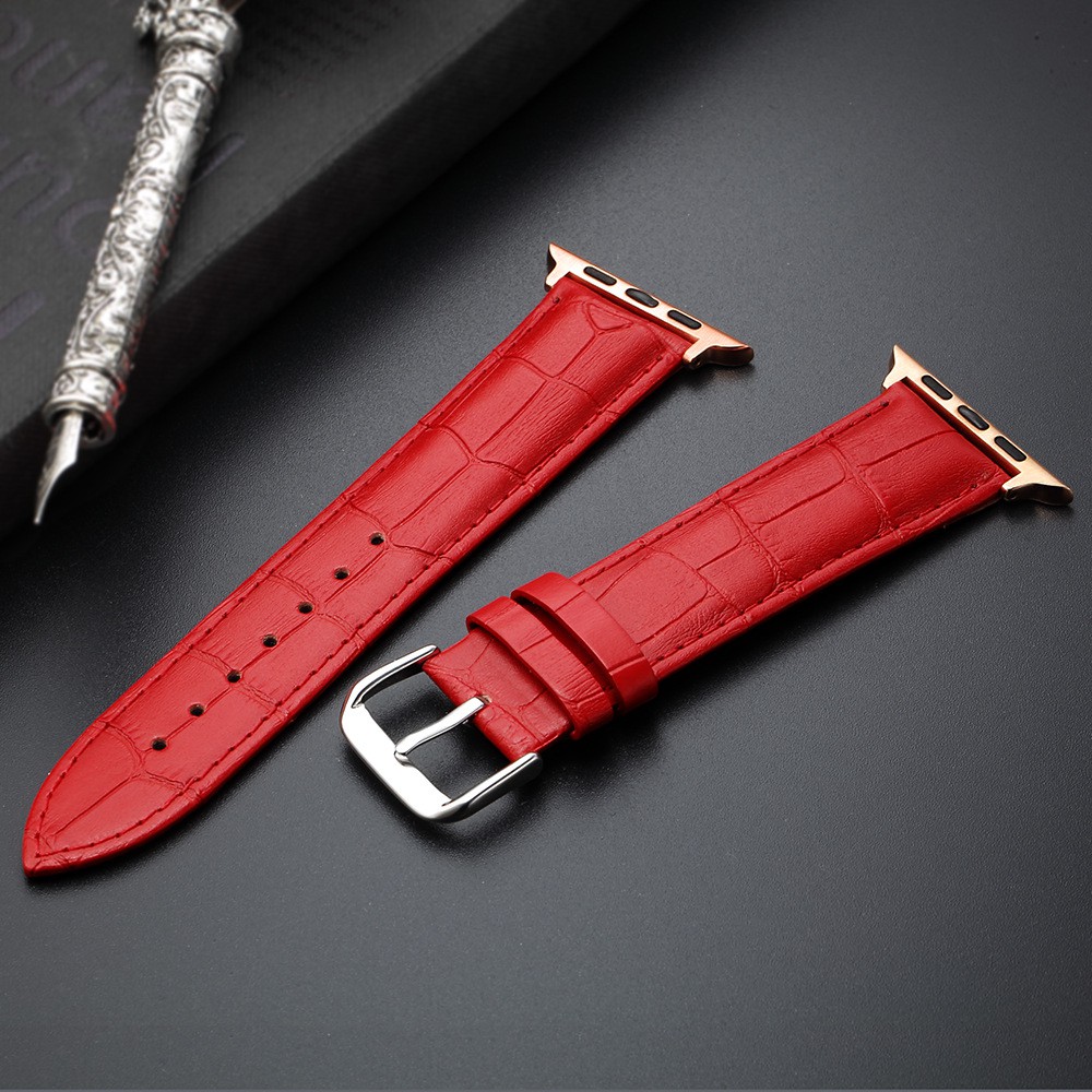 Dây Da Họa Tiết Hoa Khóa Kim Loại Cho Đồng Hồ Apple 42mm / 38mm 3 2 1