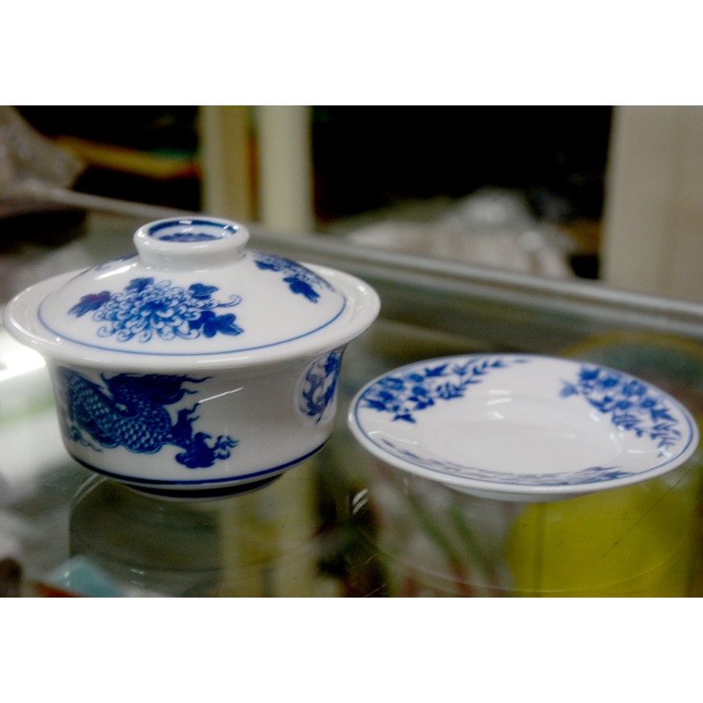 Bát sứ rồng phượng xanh-Dùng đựng cơm cúng,đựng trà cao 8cm