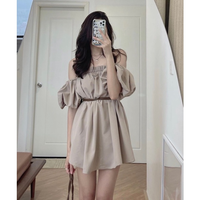 Áo váy trễ vai tay bồng dễ phối đồ phong cách quyến rũ Aimee closet