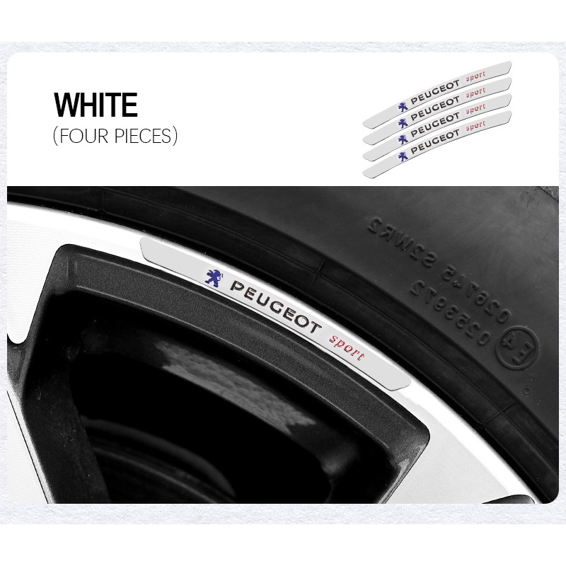 Miếng Dán Phản Quang Trang Trí Vành Bánh Xe Hơi Peugeot 3008 207 208 206 508 308 E Expert Rifter 2008 108 408 4008 5008