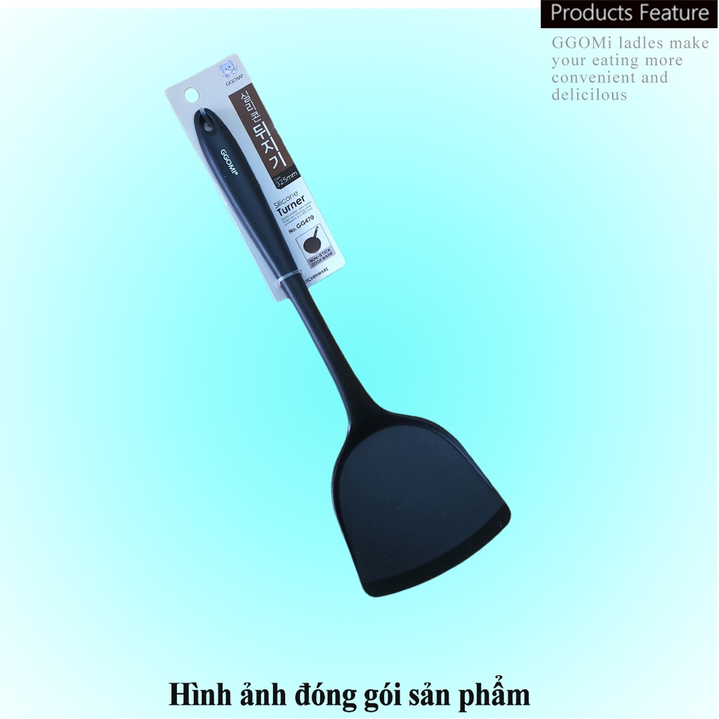 Vá sạn/Xẻng đảo lật thức ăn silicone an toàn sức khỏe, 4 màu sắc sặc sỡ dài 33cm GGOMi Hàn Quốc GG470
