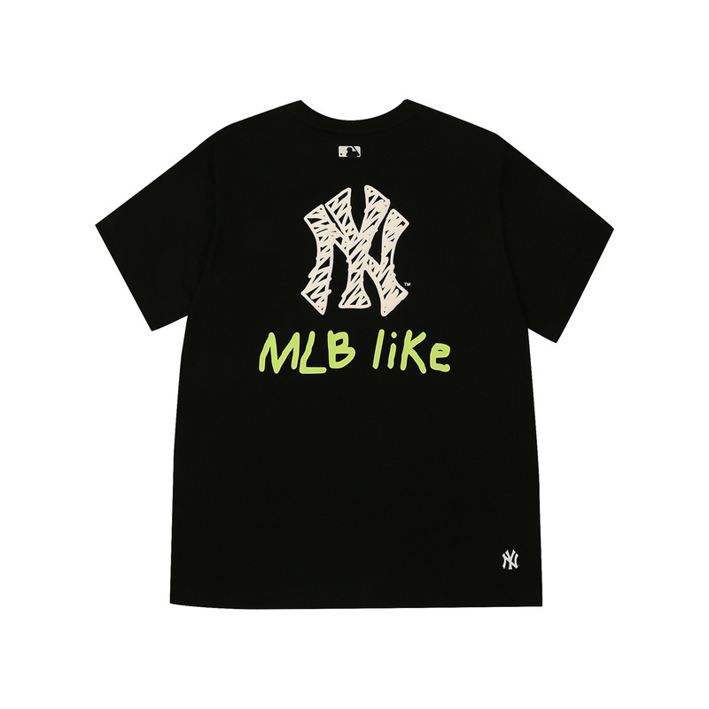 Áo Thun Thể Thao Mlb Ngắn Tay Cổ Tròn Form Rộng Họa Tiết Graffiti Cho Nam Và Nữ