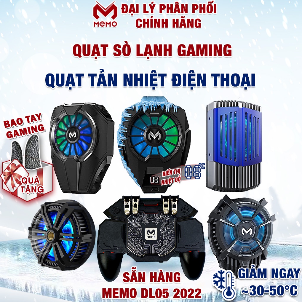 Quạt tản nhiệt điện thoại sò lạnh MEMO DL05/DL02/DL06/DL03/AK03/DL07/DL08/CX01/K3/K4 Pro Nút chơi game auto tap Bắn PUBG