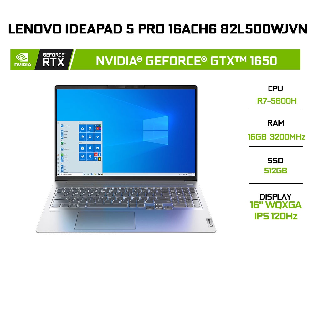 Laptop Lenovo IdeaPad 5 Pro 16ACH6 82L500WJVN R7-5800H | 16GB | 512GB | GeForce® GTX 1650