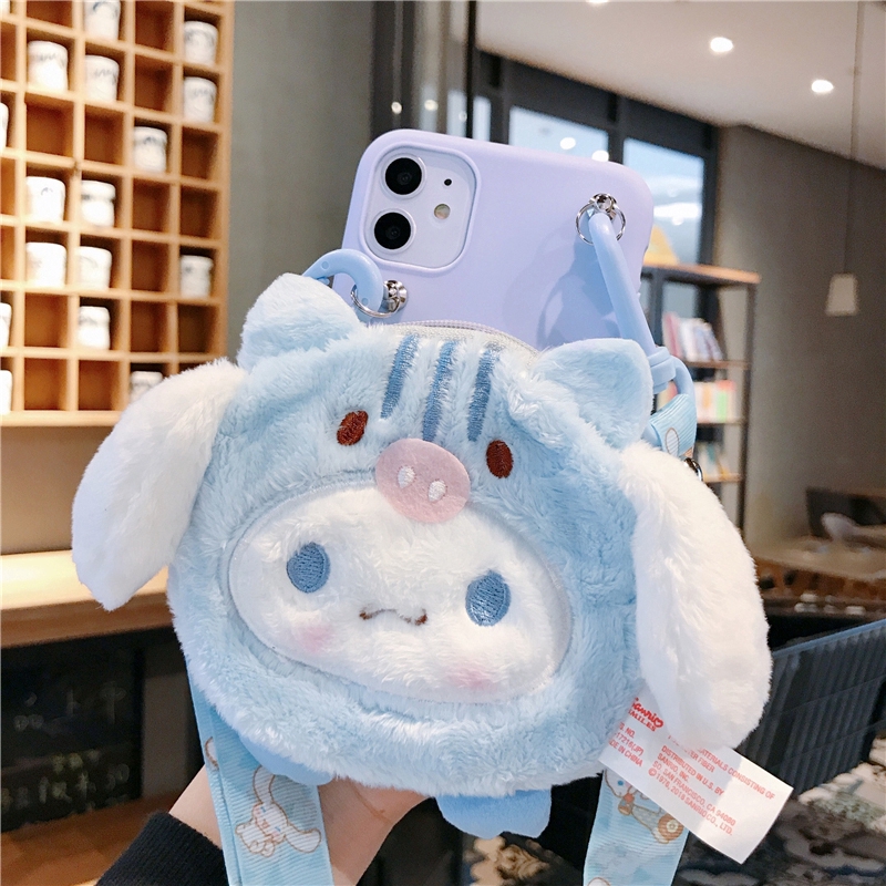 Ốp điện thoại tích hợp ví hình chú cún Melody Cinnamoroll 3D dễ thương cho iPhone 13 12 11 Pro XS Max XR X 7 8 kèm dây đeo