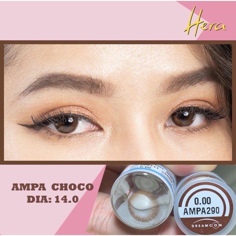 Lens mắt màu choco Ampa 14.0mm 6 tháng, kính áp tròng có độ cận -0.00&gt;-6.00-Lens Optic