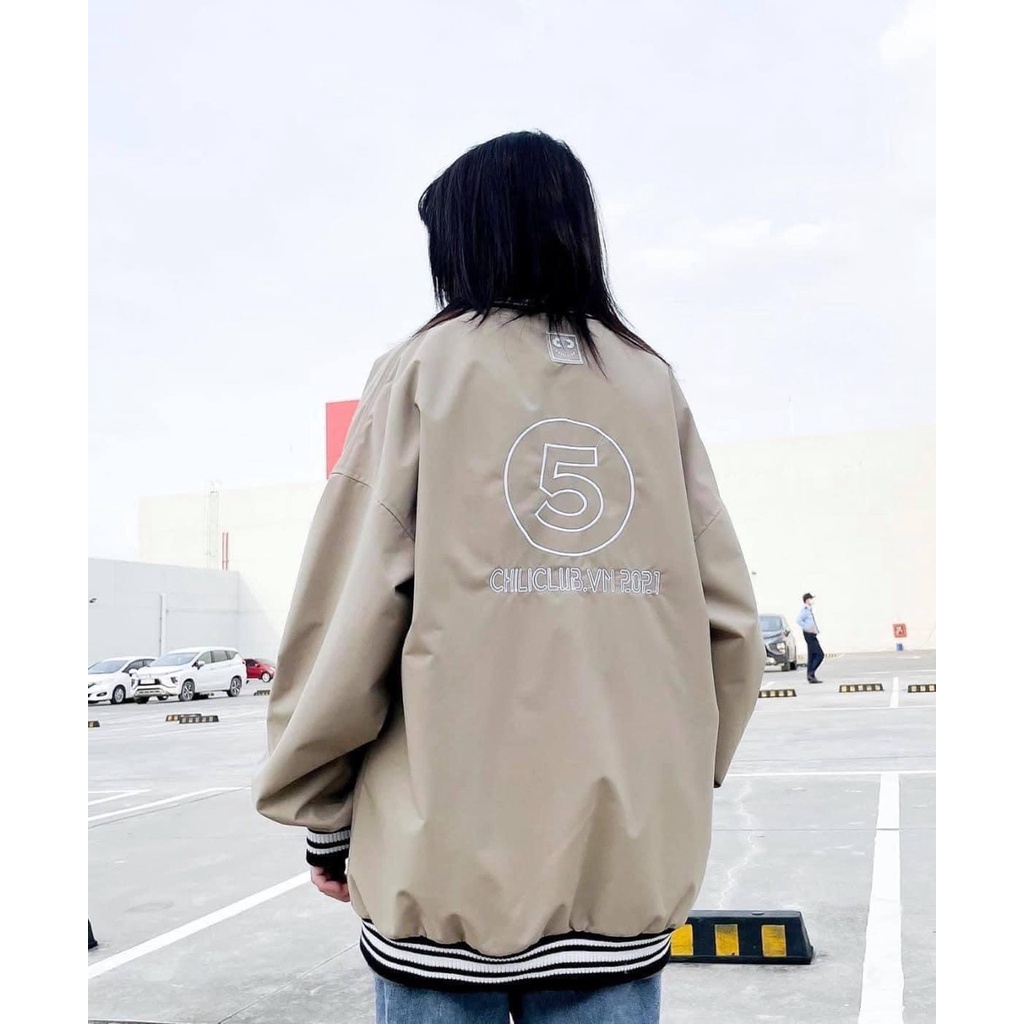 Áo khoác kaki nữ, Áo khoác bomber kaki from rộng Unisex