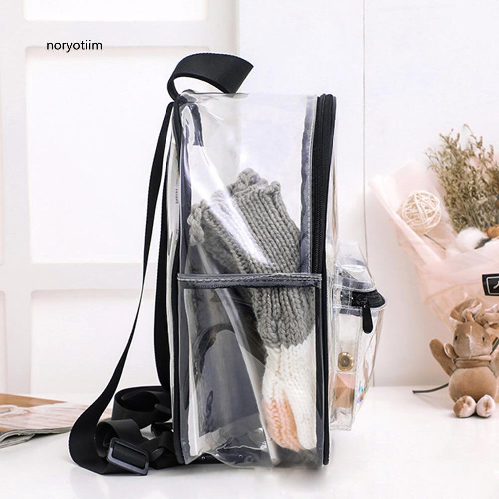 Ba lô nhựa PVC màu trong suốt trang trí kim sa lấp lánh thời trang