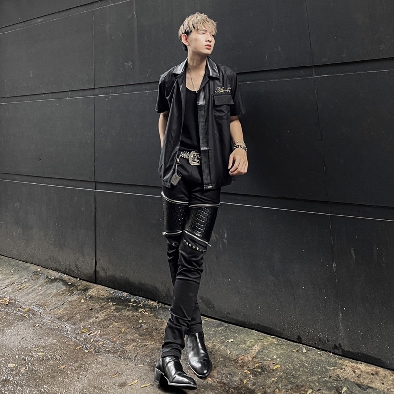 Quần Biker Leather Jean - Da thật vân lưng cá sấu - Ak 47 Republic