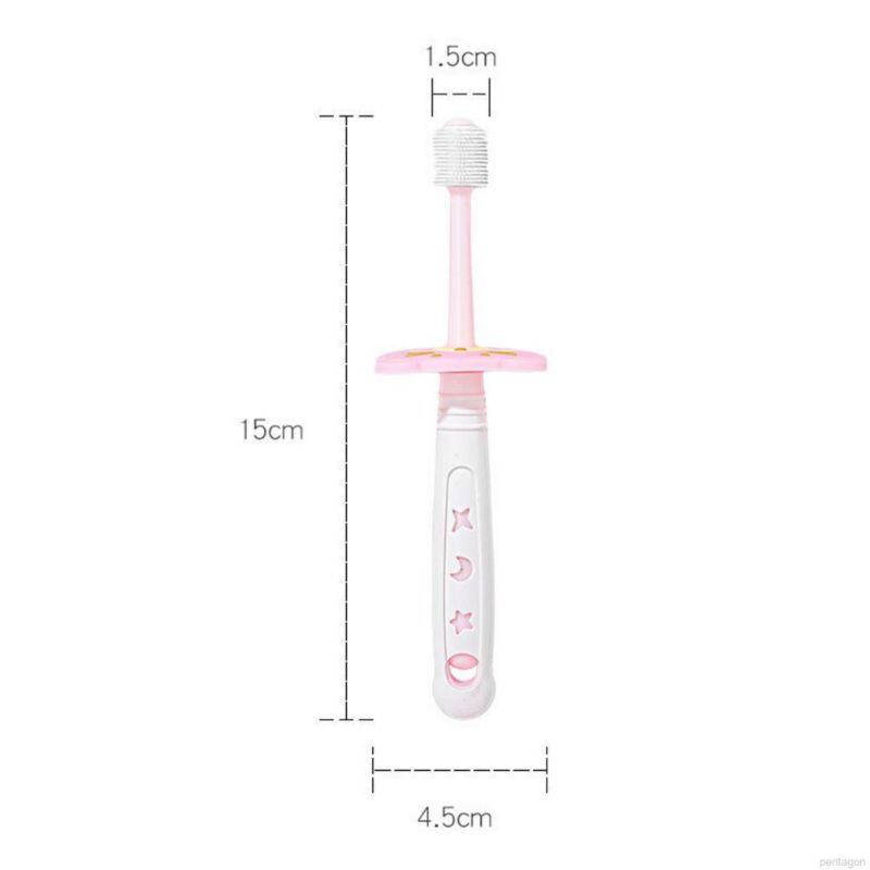 Bàn chải đánh răng siêu mềm xoay 360 độ cho bé  /Bàn chải cầm tay cho trẻ từ 1 tuổi có vách ngăn an toàn