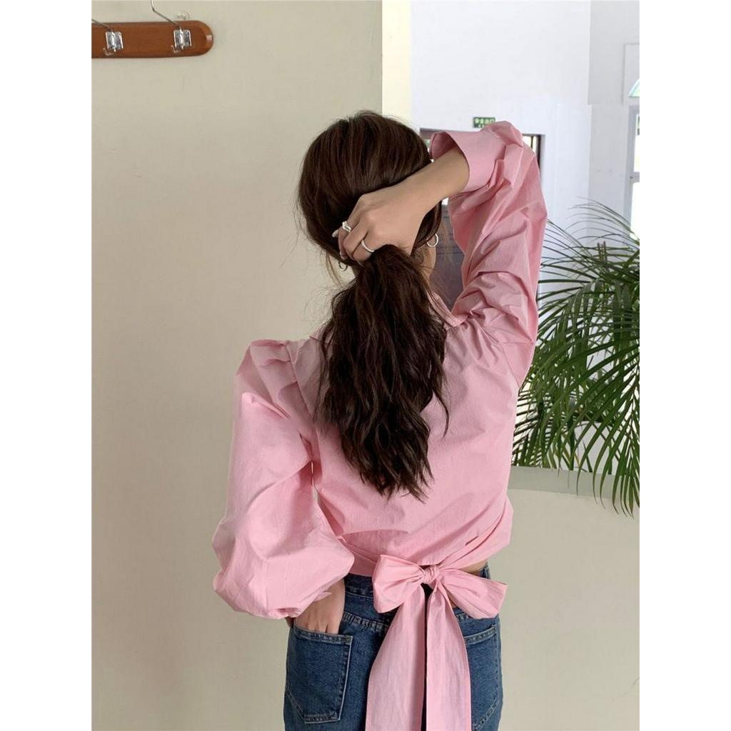 Áo Sơ Mi Chống Nắng Dáng Ngắn Màu Hồng Kiểu Pháp Thời Trang Mùa Hè 63