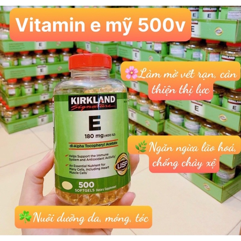 [Mã 11FMCGSALE1 giảm 10% đơn 250K] VIÊN UỐNG VITAMIN E KIRKLAND 500 VIÊN