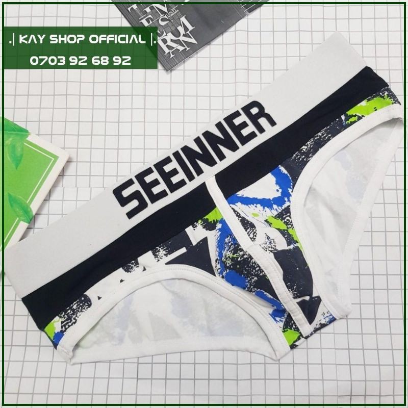 Quần lót nam Seeinner siêu đẹp kiểu tam giác - Quần sịp nam hoa văn bắt mắt thun cotton tôn mông căng fit
