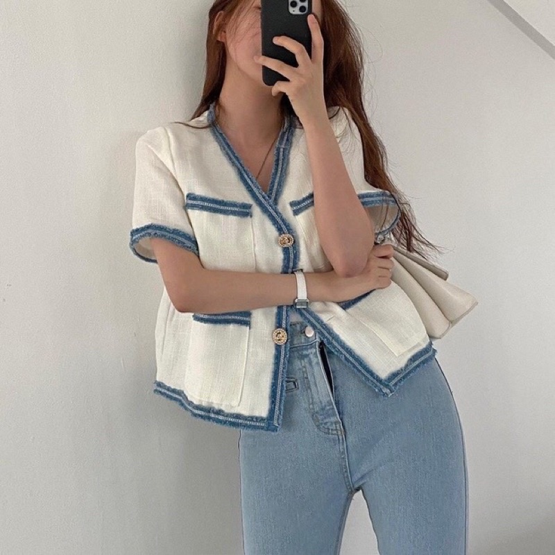 ÁO KHOÁC TAY LỠ VIỀN XANH | BigBuy360 - bigbuy360.vn