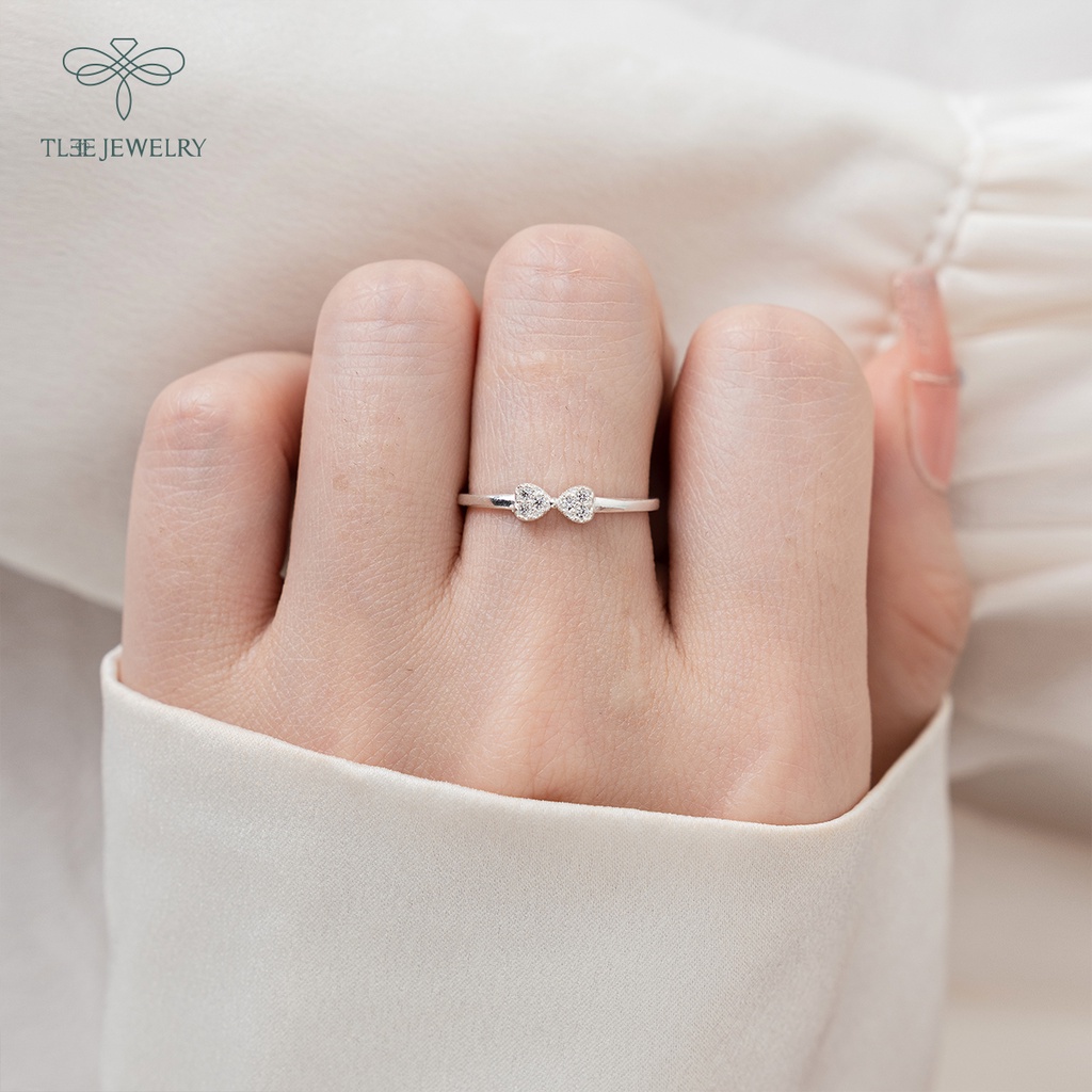 Nhẫn bạc nữ TLEE đính nơ đá tiểu thư sang trọng NCJ A0213