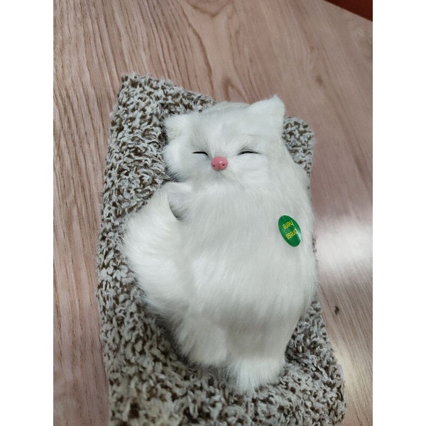 Thú nhồi bông hình chú mèo dễ thương. Mèo để bàn trang trí dễ thương Mèo con mô hình đồ chơi ô tô.
