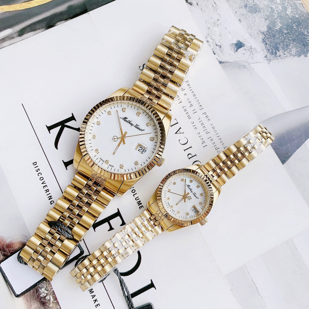 Đồng hồ đôi nam nữ dây thép Mathey Tissot H710PI Và D710PI