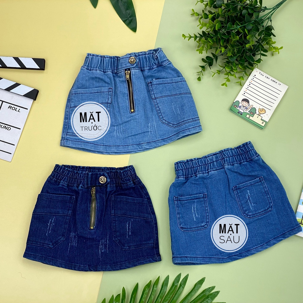 ☏﹍Chân váy Jeans khóa kéo Litibaby cho bé gái từ 11-38kg