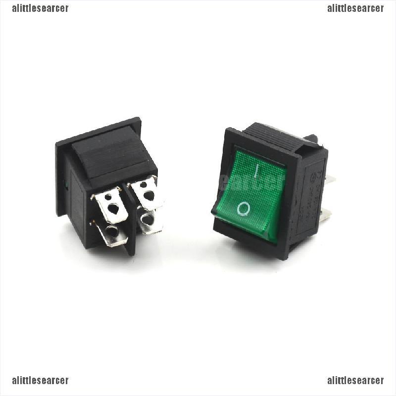 NEW Set 5 Công Tắc Đèn Xanh 4 Pin On / Off 2 Vị Trí 16a / 250v Kcd4-201